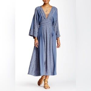 Free People Size 4 Blue Printed Maxi Dress